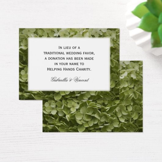 Green Annabelle Hydrangea Wedding Charity Favors Visitekaartjes (Bureau)