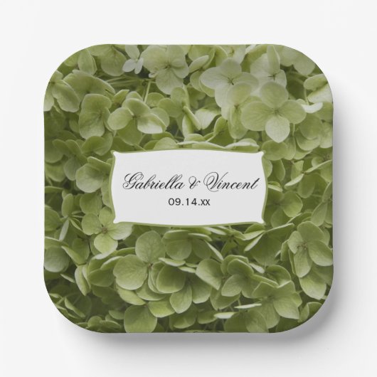 Green Annabelle Hydrangea Wedding Papieren Bordje (Voorkant)