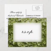 Green Annabelle Hydrangea Wedding RSVP Uitnodiging Briefkaart (Voorkant / Achterkant)