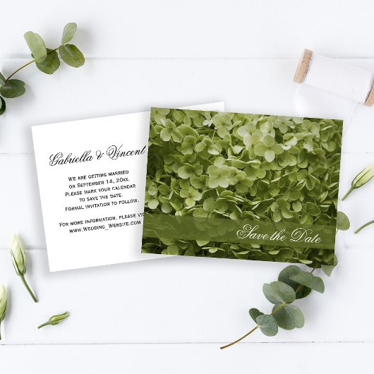 Green Annabelle Hydrangea Wedding Save the Date Aankondigingskaart