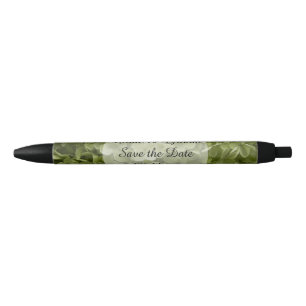 Green Annabelle Hydrangea Wedding Save the Date Zwarte Inkt Pen