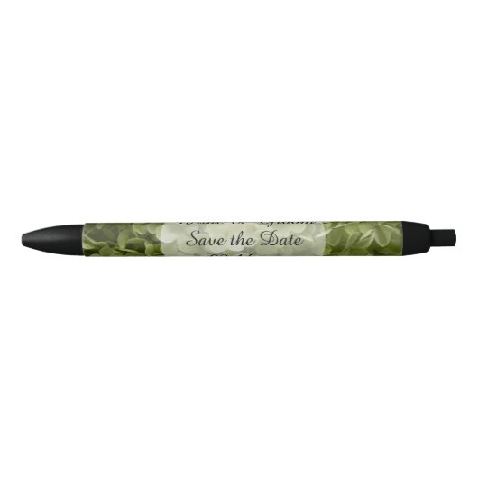Green Annabelle Hydrangea Wedding Save the Date Zwarte Inkt Pen (Voorkant)