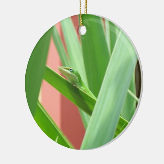 Green Anole Keramisch Ornament (Links)