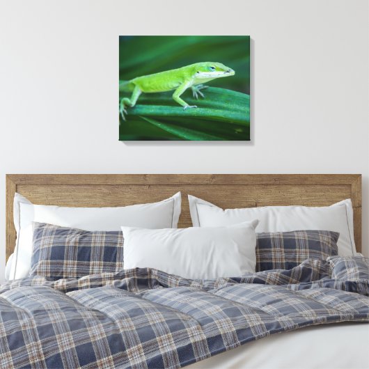 Green Anole Lizard Canvas Afdruk (Insitu (Slaapkamer))