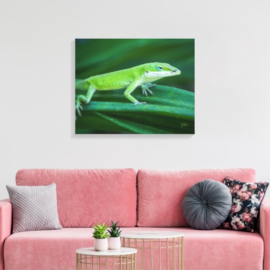 Green Anole Lizard Canvas Afdruk (Insitu (Woonkamer))