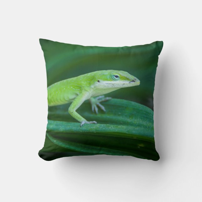 Green Anole Lizard Kussen (Voorkant)