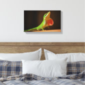 Green Anole Lizard met Red Thraot Canvas Afdruk (Insitu (Slaapkamer))