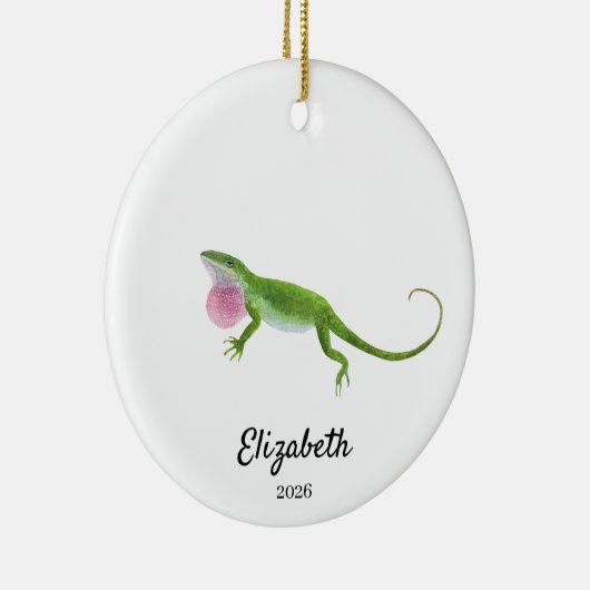Green Anole Ornament,Custom Christmas Keepsake Keramisch Ornament (Rechts)