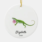 Green Anole Ornament,Custom Christmas Keepsake Keramisch Ornament (Voorkant)