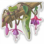 Green anole with Fuchsias Sticker (Voorkant)