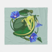 Green Anole with Morning Glory  Fleece Deken (Voorkant (Horizontaal))