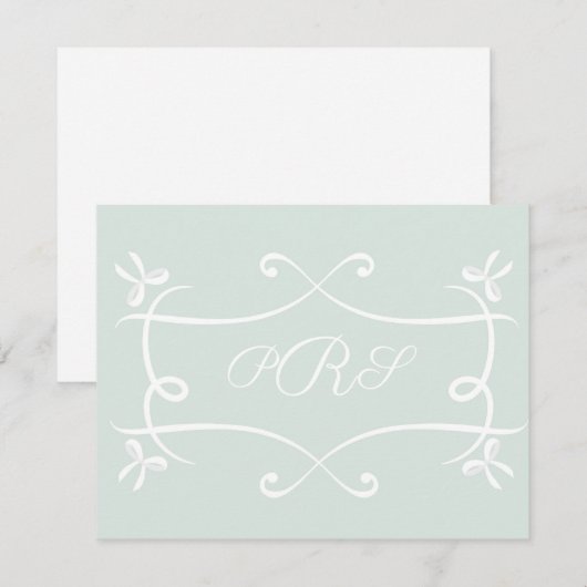 Green Antoinette Elegant Emblem Filigree Note Kaar Notitiekaartje (Voorkant / Achterkant)