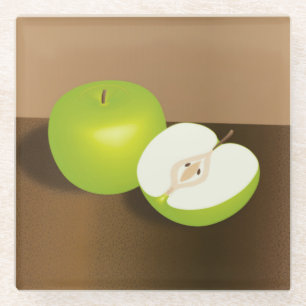 Green Apple-and-a-Half stilstaand leven Glazen Onderzetter