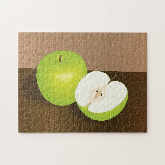 Green Apple-and-a-Half stilstaand leven Legpuzzel (Horizontaal)