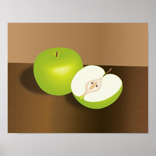 Green Apple-and-a-Half stilstaand leven Poster (Voorkant)