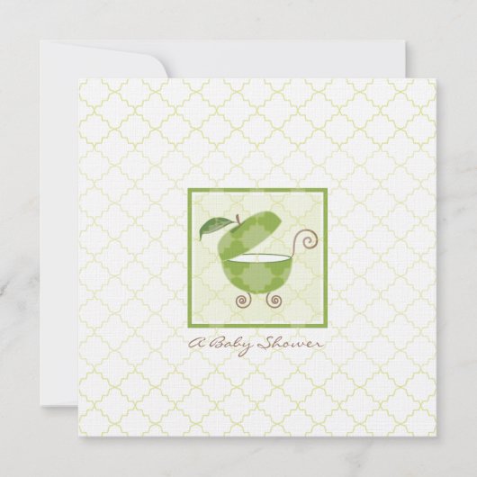 Green Apple Baby Carriage Shower Invitation Kaart (Voorkant)