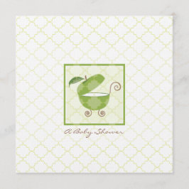 Green Apple Baby Carriage Shower Invitation Kaart