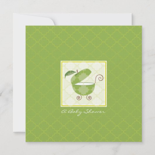 Green Apple Baby Carriage Shower Invitation Kaart (Voorkant)
