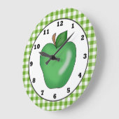 Green apple cartoon fruit wall clock grote klok (Hoek)