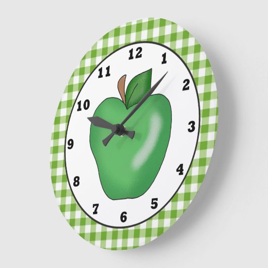 Green apple cartoon fruit wall clock grote klok (Hoek)