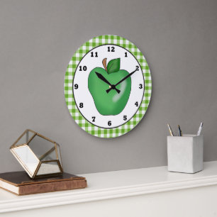 Green apple cartoon fruit wall clock grote klok