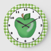 Green apple cartoon fruit wall clock grote klok (Voorkant)