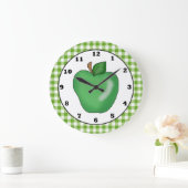Green apple cartoon fruit wall clock grote klok (Huis)