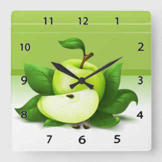 Green Apple Clock Vierkante Klok