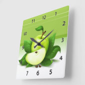 Green Apple Clock Vierkante Klok (Hoek)