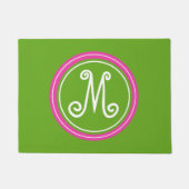 Green Apple en Diva Pink Monogram Deurmat (Voorkant)
