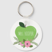 Green Apple Floral-leraar Sleutelhanger (Voorkant)