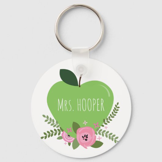 Green Apple Floral-leraar Sleutelhanger (Voorkant)