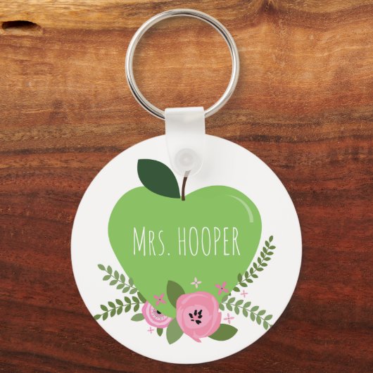 Green Apple Floral-leraar Sleutelhanger (Voorkant)