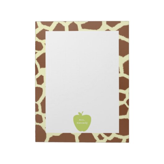 Green Apple Giraffe Teacher Notitieblok (Linkerzijde)