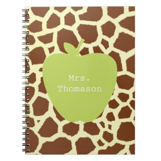 Green Apple Giraffe Teacher Notitieboek (Voorkant)