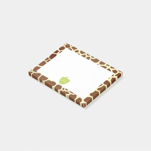 Green Apple Giraffe Teacher Post-it® notes (Schuin)