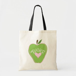 Green Apple & Heart Teacher Bag Tote Bag