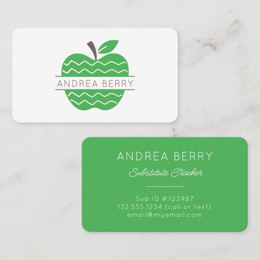 Green Apple-leraar Visitekaartje (Voorkant / Achterkant)