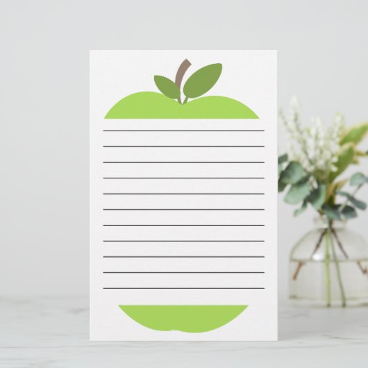 Green Apple Lined Stationery Briefpapier (Staand voorkant)
