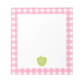 Green Apple Pink Gingham Teacher Notitieblok (Voorkant)