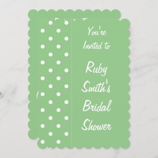 Green Apple Polka Dot Invitation Sjabloon Kaart (Voorkant / Achterkant)