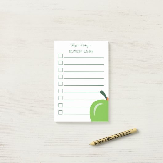 Green Apple Teacher To-Do List Post-It Notes (Op bureau)
