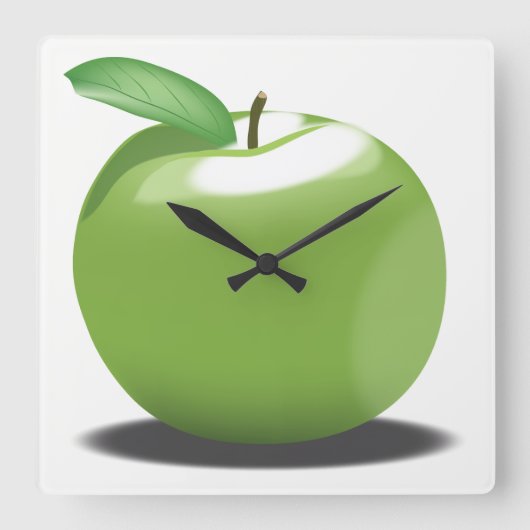 Green Apple Vierkante Klok (Voorkant)