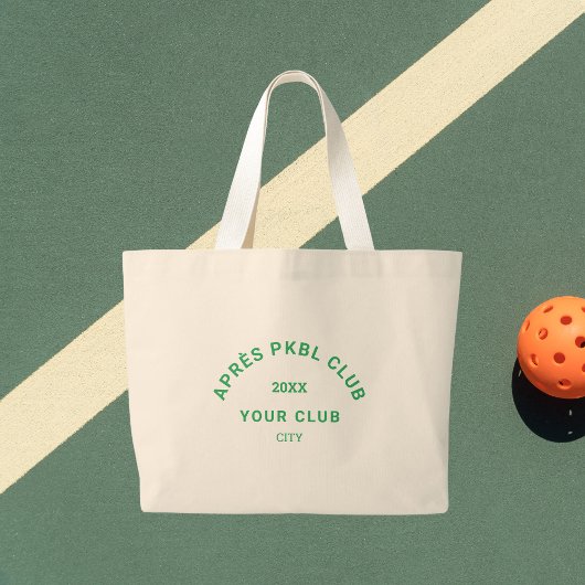Green Après PKBL Club Crest Pickleball Grote Tote Bag