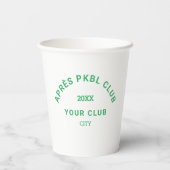 Green Après PKBL Club Crest Pickleball Papieren Bekers (Achterkant)