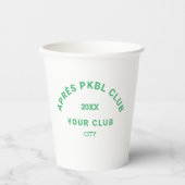 Green Après PKBL Club Crest Pickleball Papieren Bekers (Voorkant)