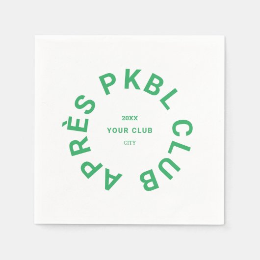 Green Après PKBL Club Crest Pickleball Servet (Voorkant)