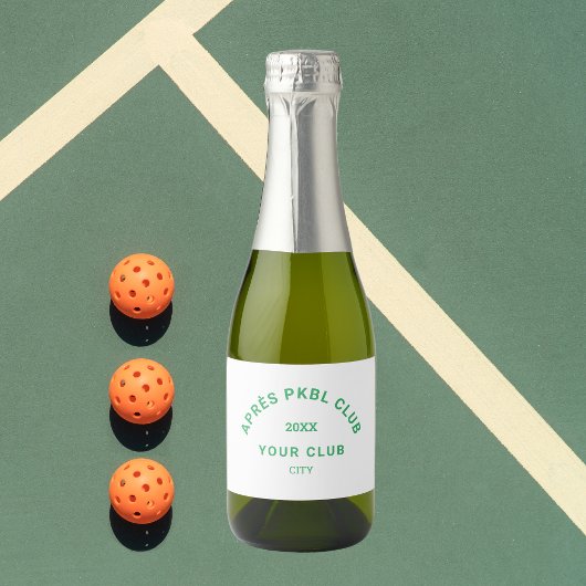 Green Après PKBL Club Crest Pickleball Sparkling Wijnetiket