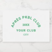 Green Après PKBL Club Crest Pickleball Sparkling Wijnetiket (Enkel label)