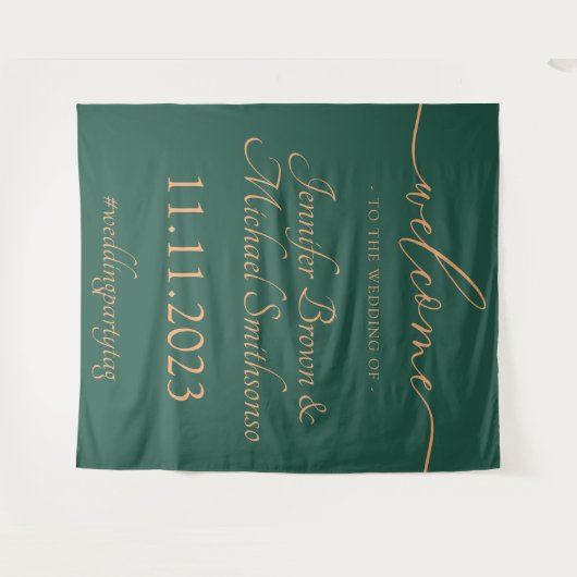 Green Apricot Welcome to the wedding Wandkleed (Voorkant (horizontaal))